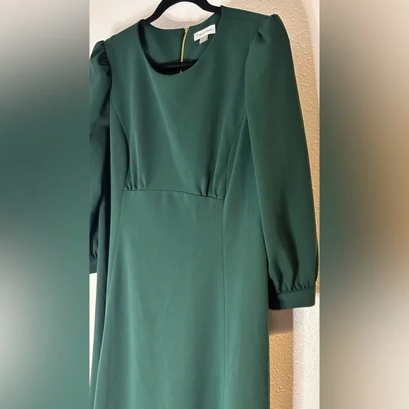 Calvin Klein Forest Green Long Sleeve Dress Size 16 - Picture 2 of 6